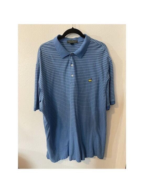 Masters Collection Other - Masters Golf Polo Shirt Blue & White Striped Size XXL Cotton Mesh 2 Ply Logo